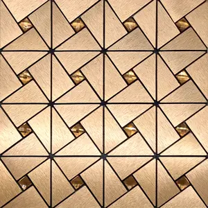 10pcs Waterproof Peel and Stick Silver Brushed Aluminum-Plastic Plate Mosaic Tile Self-Adhesive Wall Stickers for Living Room, Kitchen Backsplash, Bathroom, and Fireplace Decor Decorative Ornaments Metal Diy Decoration Golden