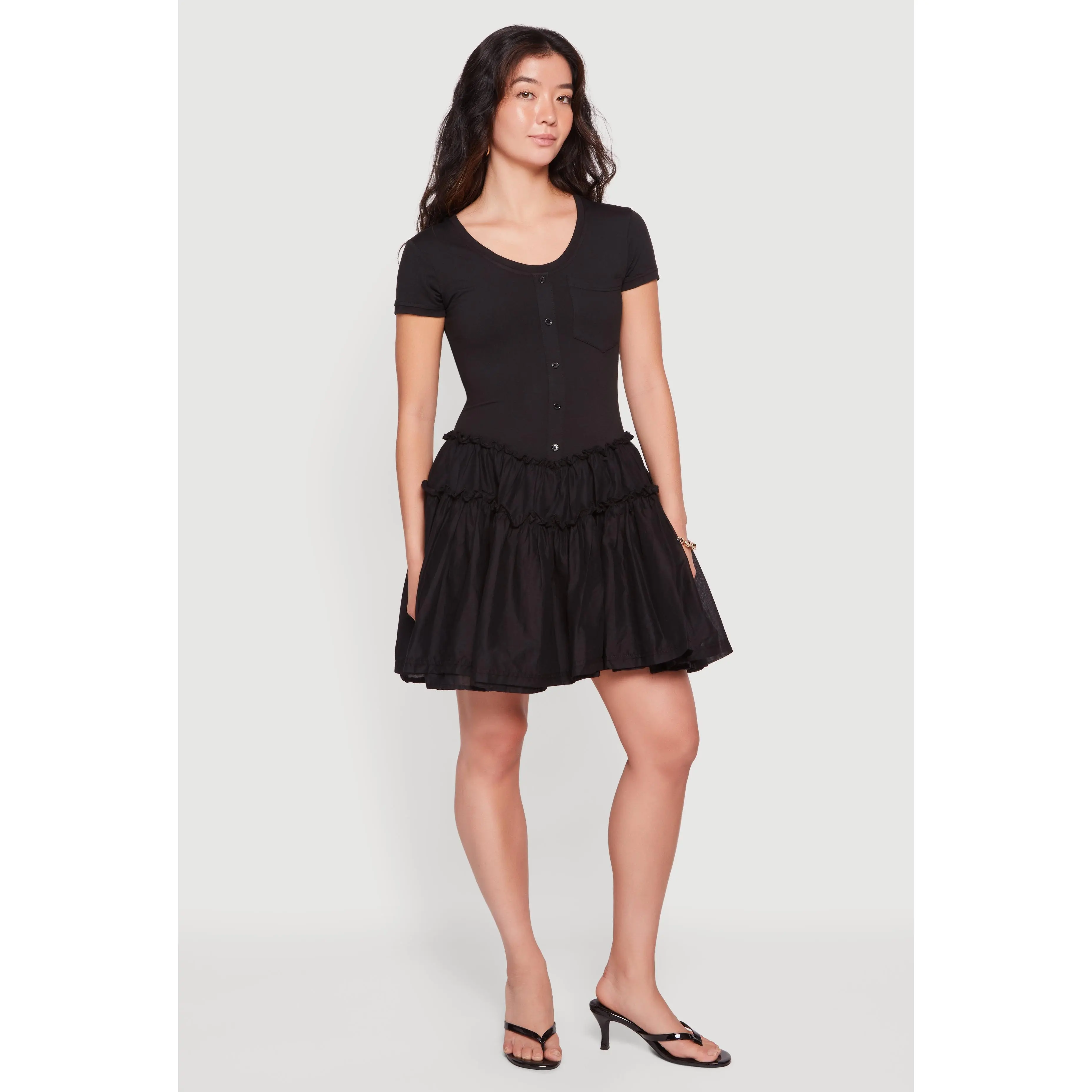 Pocket Detail Short Sleeve Skater Dress