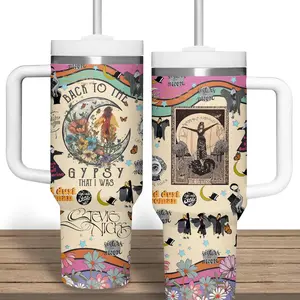 S.Nicks Tumbler 40oz – Boho Gypsy Moon Cup for Fans | Tour 2026 Merch Gift | Insulated Mug with Handle & Straw