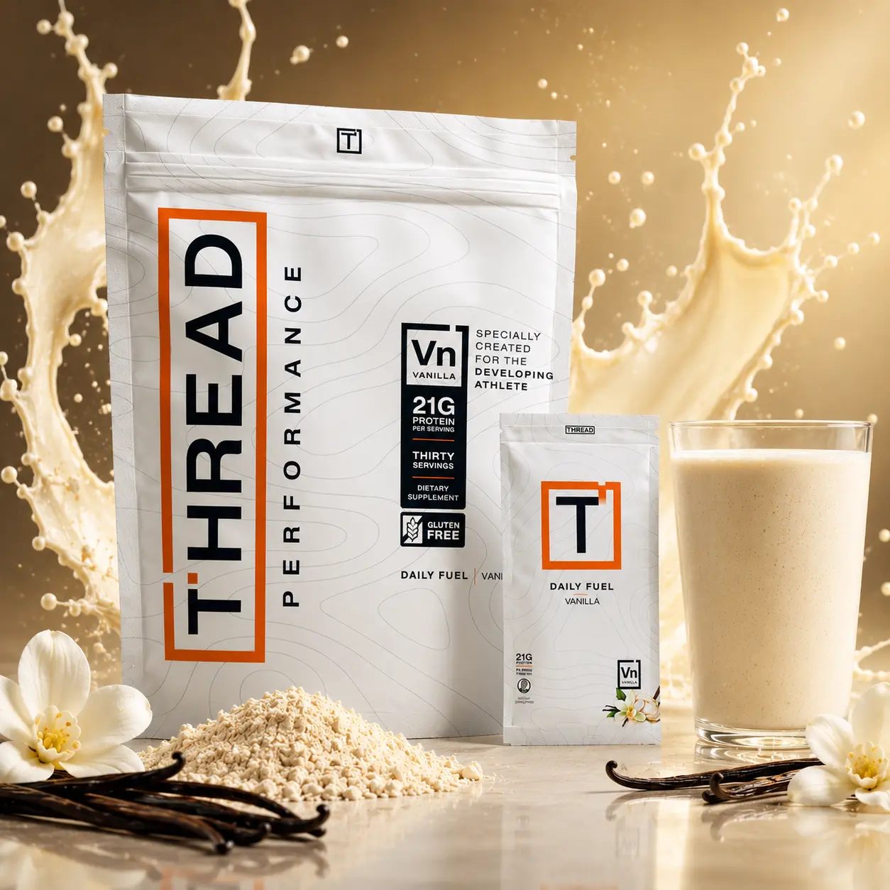 Thread Performance Daily Fuel All-in-One Sports Nutrition for Young Athletes | 21g Protein, 60+ Organic Superfoods, Vitamins & Minerals | 30 Servings