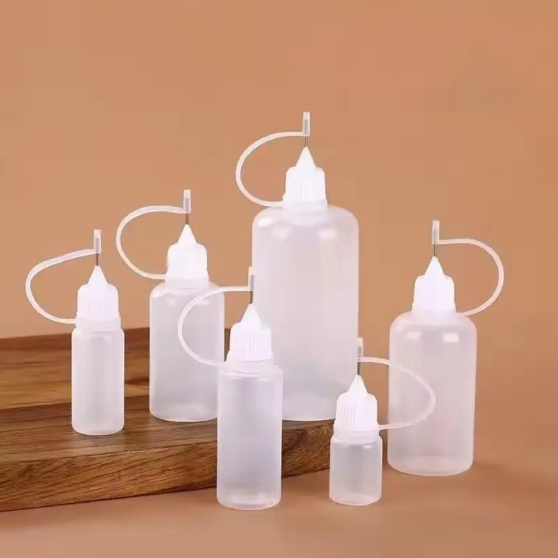 Reusable Needle Tip Glue Applicator Bottles, 5-100ML Plastic Dispenser for DIY Crafts, Easy Refillable & Squeezable, Ideal for Paper Art Projects, Plastic Containers