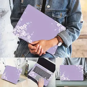2 Purple Cherry Blossom Vinyl Laptop Stickers, 10.63 X 15.35 - Scratch DIY Art Sticker for HP, Dell, Samsung, Lenovo, ASUS