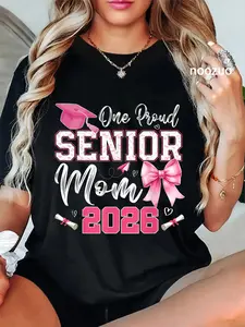 100% Cotton Senior Mom 2026 Matching Family Graduation Class Of 2026 T-Shirt