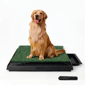 Grass Pad with Tray, 20x25 Inch Artificial Turf Puppy Potty Pad, Indoor Outdoor  Toilet with Pull-Out Drawer & Free Garbage Bags, Dogg Litter Box for Potty