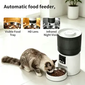 Automatic food feeder, pet feeder with camera, cat food dispenser with app control;Smart pet feeder,4L large capacity pet feeder, HD night vision pet camera feeder, two-way audio cat feeder, timed pet food dispenser,anti-jam pet food dispenser