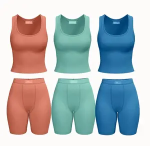 Summer Lounge Set - Soft Stretchy Ribbed Fabric High-Waisted Leggings & Fitted Top - Lightweight Breathable Everyday Wear - True to Size - Model Approved