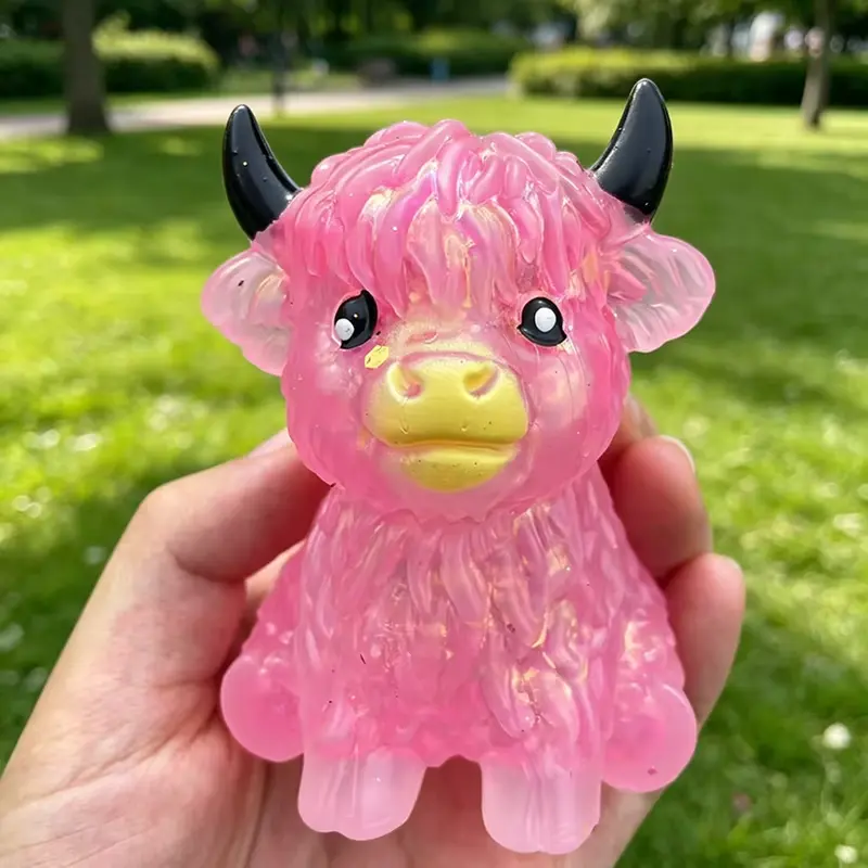 Cute Maltose Squishy Glitter Highland Cow Squeeze Toys Soft Animal Slow Rising Anti Stress Relieve Anxiety Sensory Fidget Toy