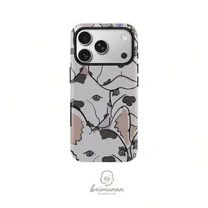 1PC French Bulldog Print Phone Case， Rugged Shockproof 2in1 Protective Cover for iPhone 17 16 15 14 13 12 Pro Max， Samsung Galaxy S26 S25 S24 S23 S22 Ultra Series Holiday Gift Minimalist Stylish Case