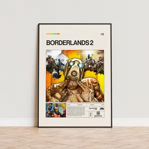 ROMULO Borderlands 2 Poster, Video Game Poster, Minimalist Game Print, Gaming Room Poster, Gamer Gift, Gaming Print, Gaming Wall Art