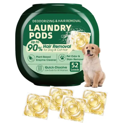 Seedshub  Pet Hair Remover & Odor Eliminator Laundry Pods (52 Loads)– Plant-Based Dog & Cat Fur Remover Detergent for Clothes, Bedding, Blankets Free & Clear, Ebony Rose Scent sohochic