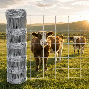ARCH Galvanized Iron Wire Farm Fence 3.95ft x 328ft Heavy-Duty Livestock Cattle Deer Garden Boundary Fencing Roll Silver Metal Mesh for Pasture Protection Outdoor Use, Silver Color Options, Iron Material, Product Weight: Not Applicable lb