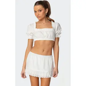 Edikted Women's Lenora Puffed Sleeve Crop Top