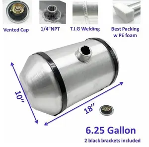 M195 JSD Aluminum Spun Fuel Tank 10x18 Center Fill 6.25 Gallon 1/4'' NPT