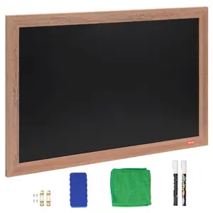 【Summervibes】VEVOR Magnetic Chalk Board,  Hanging Message Signs with Chalks & Eraser, Vintage Wooden Chalkboard Sign, Rustic Brown Framed Calendar and Bulletin Combo Boards, 30"x20", Kitchen, Home Decor, Wedding