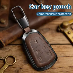 For Cadillac Key Fob Cover with Keychain genuine leather Protector Suitable for Cadillac Escalade CTS SRX XT5 ATS STS CT6 Key Shell Case Holder