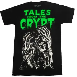 Tales From The Crypt Glow Hands T-shirt Round Neck Casual