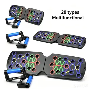 28-in-1 Multifunctional Push Up Board, Foldable Color-Coded Strength Training Equipment with Non-Slip Handles, Portable Home Gym Set for Chest, Back Workouts