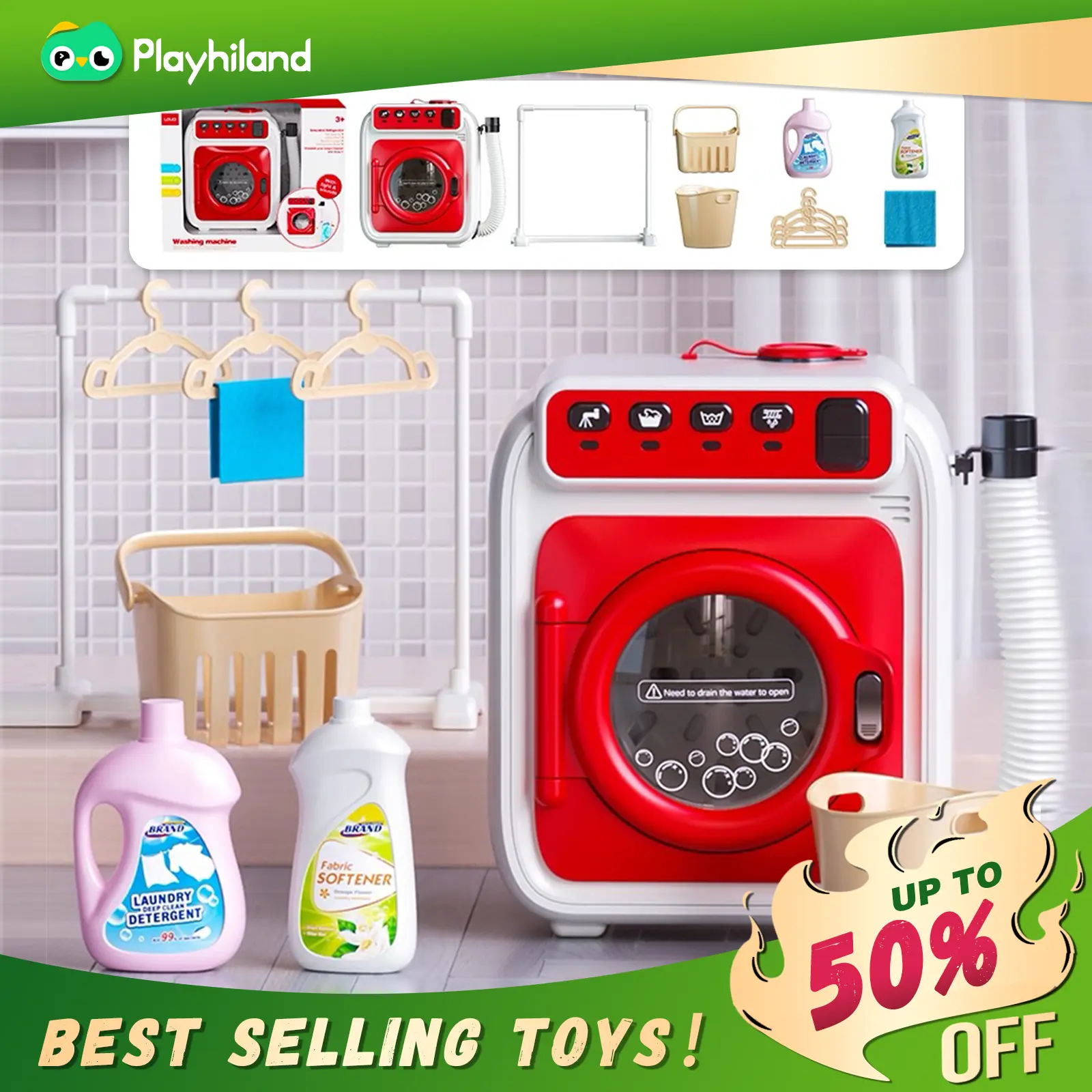 Kids Toy Washing Machine, Realistic Pretend Play Appliance for Girls ...