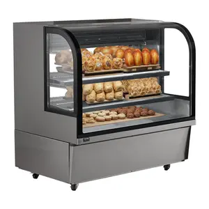 VEVOR Refrigerated Display Case, 18 Cu. Ft./ 505L Large Pastry Display Case, 2-Tier Commercial Display Refrigerator with LED Lighting, Downdraft Cooling, Movable with Casters, for Bakery