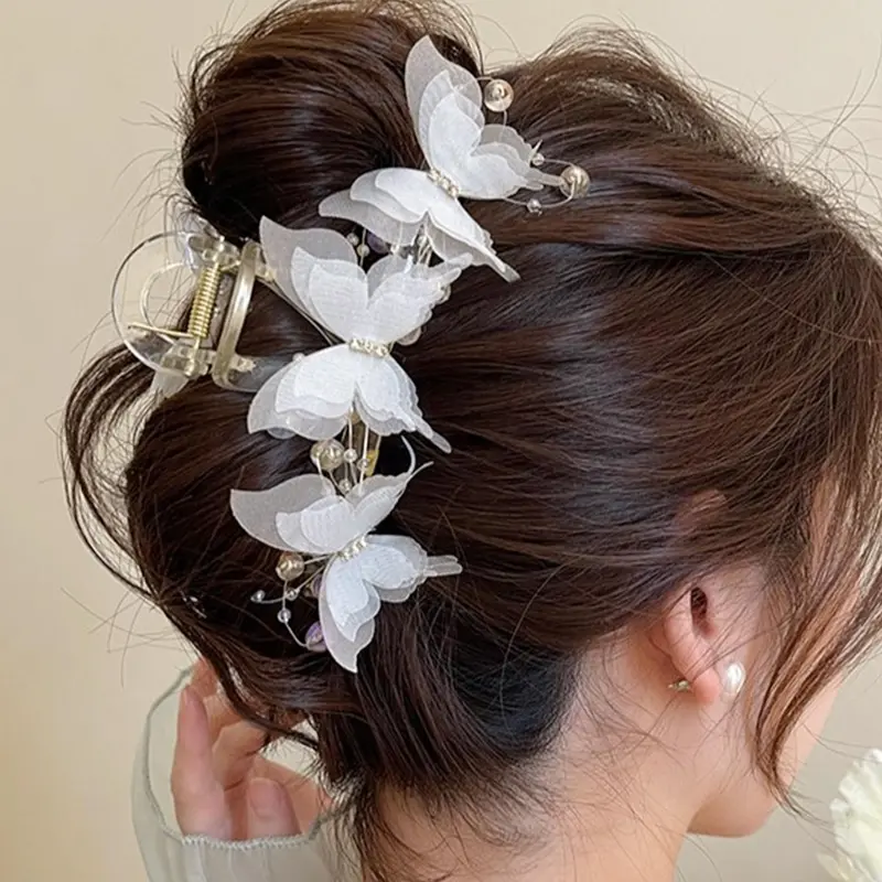 Women's Elegant Rhinestone Decorated Butterfly Design Hair Claw, Exquisite Trendy Hair Claw for Fall Festival, Fashionable Hair Accessories for Women & Girls, Birthday Gifts