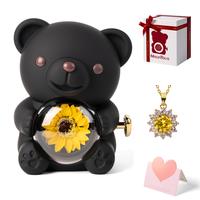 Black sunflower bear+necklace+Elegant gift box