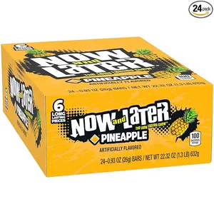 Now and Later Original Pineapple Chews Candy, 0.93 oz (24 Count) - Snack Sweet american sweets planet gummies fall Bonbon Flavor Chocolate Delicious Tropical