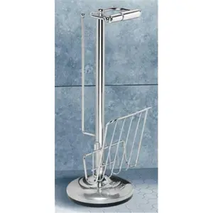 212 MAIN Tool-Free Chromed Steel Toilet Caddy, Bathroom Organizer Supplies with Extra Storage & Built-In Magazine Rack for Bathroom Use