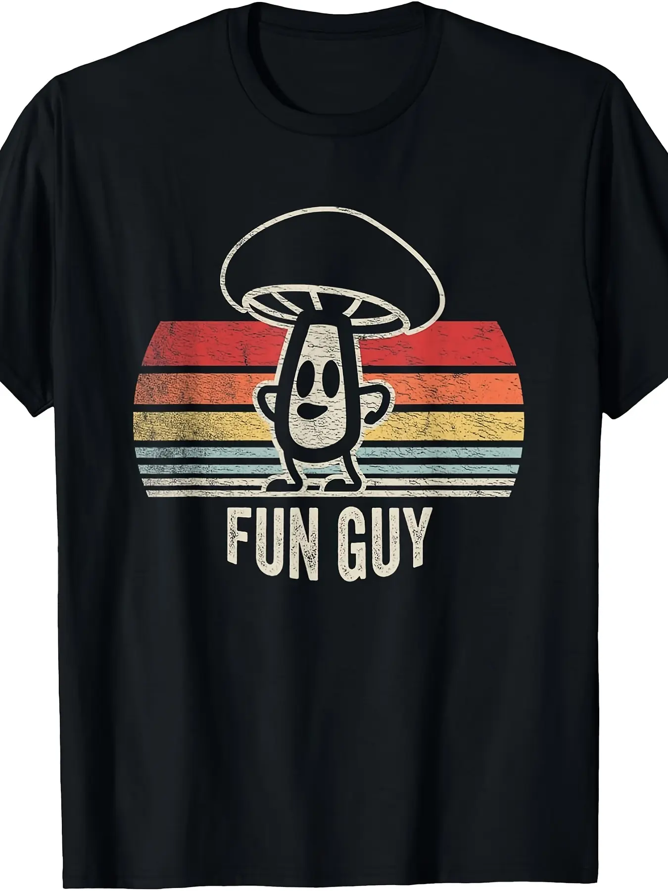 Vintage Distressed Mushroom Character Fun Guy Pun Graphic Tee Men Women Retro Casual Cotton T Shirt