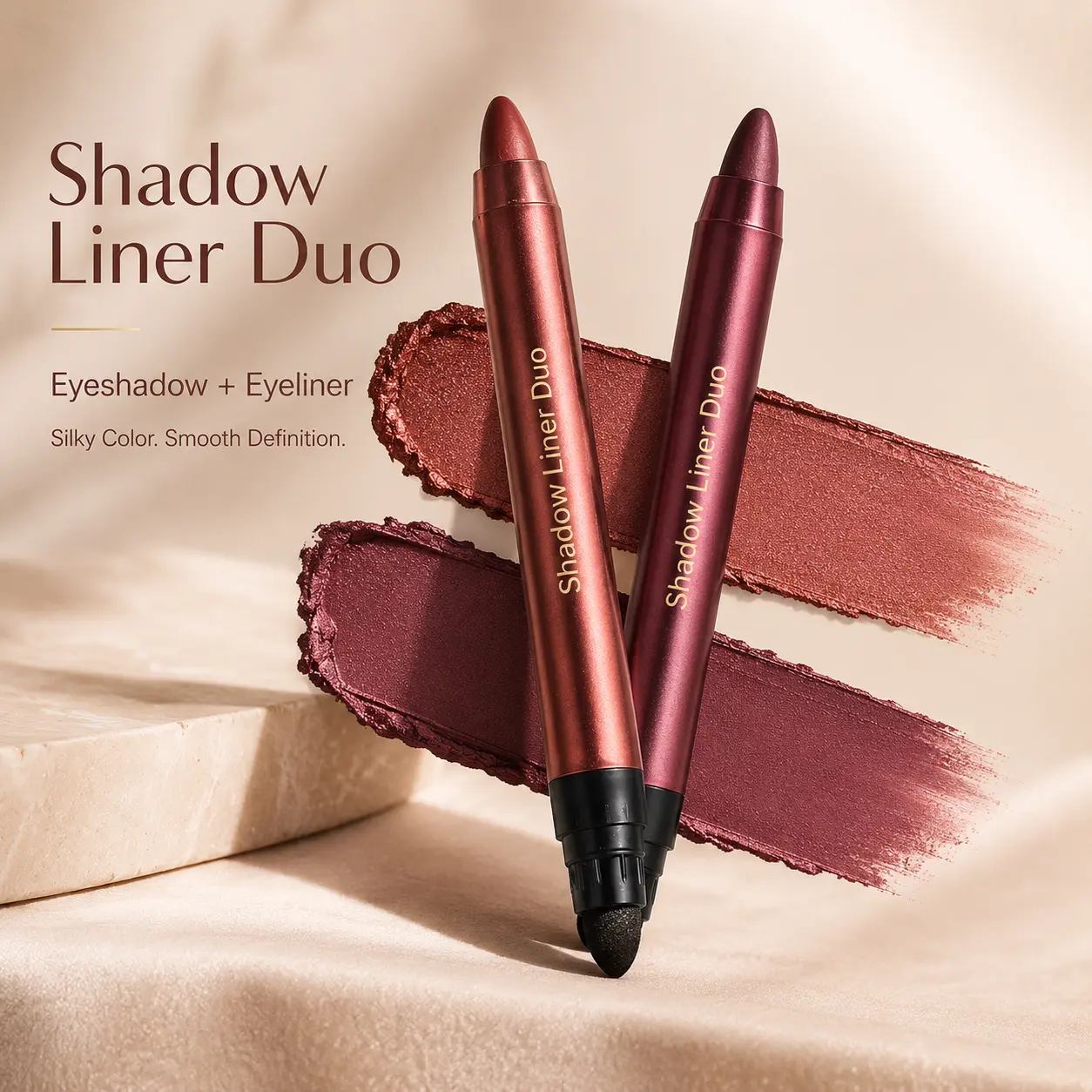 Shadow Liner 2-in-1 Eyeliner Eyeshadow, Shadow Liner Duo Plum, Eyeliner + Eyeshadow, Waterproof, Long-Lasting & Smudge-Proof Wear, Smooth, Easy to Color
