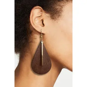 Geometrical Shape Wooden Dangle Earrings