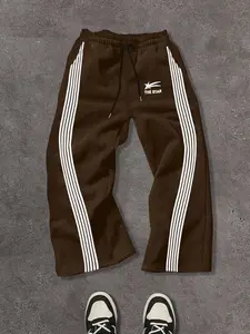 Unisex Y2K Jungle Camo Digital Print and Stripes Straight Leg Loose Fit Pants, Streetwear, Multi-Color, All Seasons