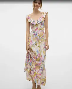 Women's Floral Print Maxi Dress with Ruffle Details Contemporary Elegance for Special Occasions