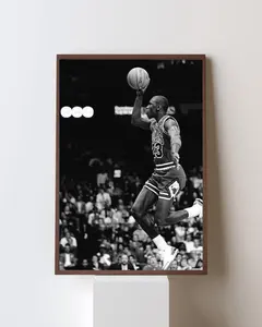 [ SALE UP 45% - UNFRAMED POSTER ] Iconic UNFRAMED POSTER, Legendary Jump Shot Poster, Black & White Sports Photography, Motivation Gym Decor Art