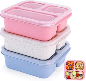 Bento Box [Portion Size], 3 Pack Snack Containers with 3 Compartments for Meal Prep & On-the-Go [School, Travel], Lunchable Container Reusable and BPA-Free