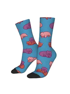 1 Pair Funny Happy Men's compression Sock WombatsRetro Harajuku Hip Hop Novelty Casual Crew Crazy Sock Gift Printed