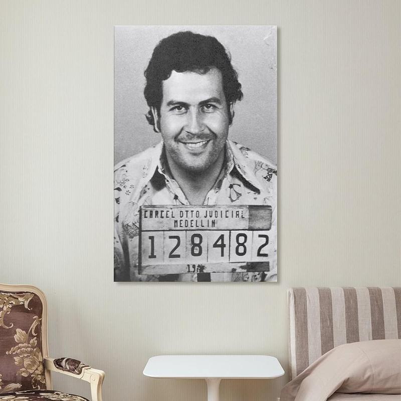 ZZYC Pablo Escobar Mugshot Arrest Colombian Medellin Narco Smile Canvas Poster Wall Art Decor Print Bedroom Bathroom Office Room Decor Gift Frame:12x18inch(30x45cm)