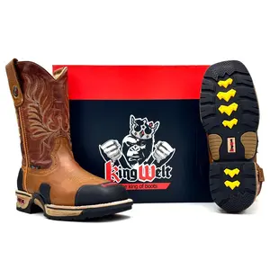 King Welt 4020 Rodeo Work Boot with Kevlar Protection Full Grain Leather Safety Steel Toe Dual Density Sole Oil & Slip Resistant Ergonomic Design Comfortable Work Boots for Men