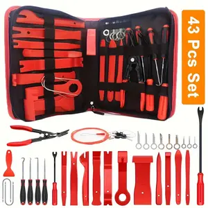 43PCS Auto Interior Disassembly Tool Trim Pry Removal Tool Car Removal Tool Kit Door Panel Radio Stereo Audio Dash Terminal Repair Kit,For Trim Panel Door Audio Auto Clip Pliers Fastener Remover Set