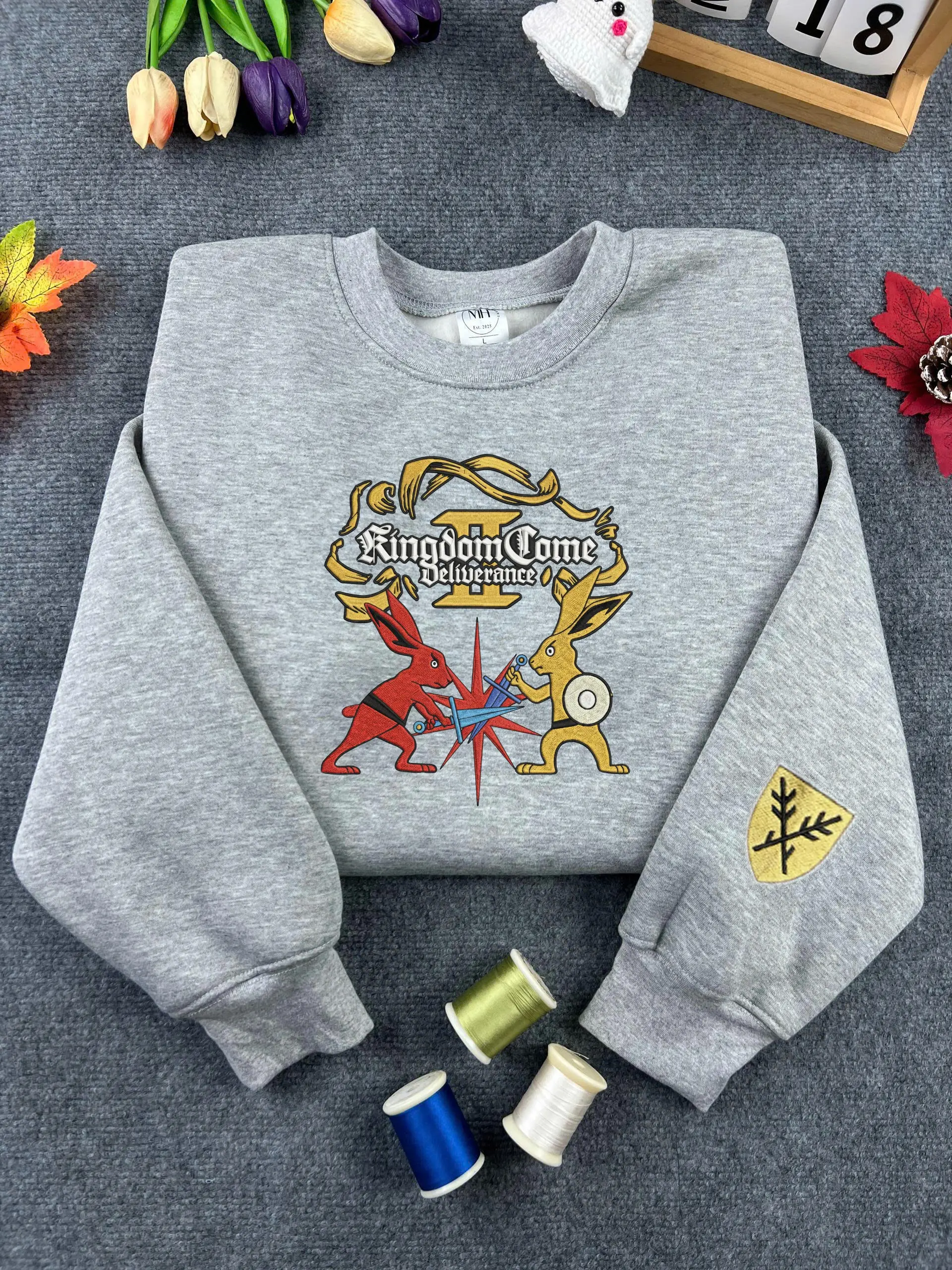 Kingdom Come Deliverance II Combat Status Bunny Embroidered Sweatshirt and Hoodie, Gaming Merch