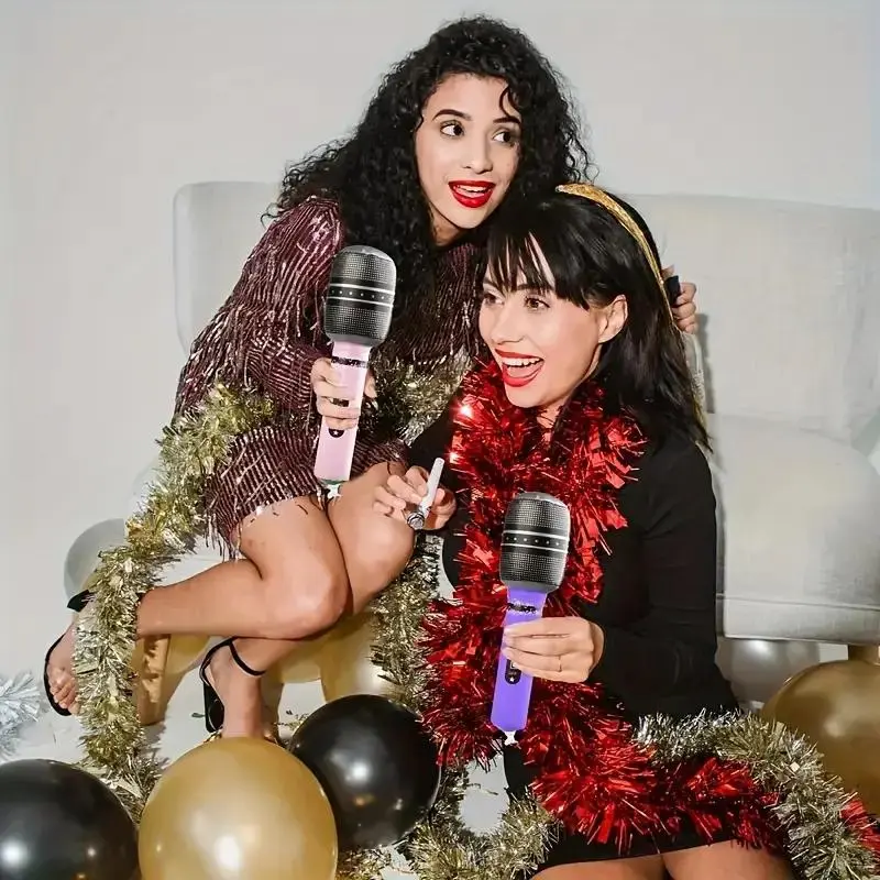 Set of 12 Inflatable Microphones, Modern Design, No Power Needed, Perfect for Christmas, Halloween, Hanukkah, Birthdays, Concerts