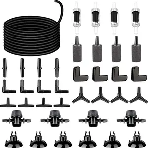 26.6  Black Aquarium Soft Airline Tubing Hose Standard with 4 Air Stones,4 air Value Controller,4 Check Valves, 6 Suction Cups and 16 in Total for I,L,T,Y Shape Connectors