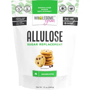 Wholesome Yum Allulose Sweetener - Natural Granulated Sugar Substitute - Keto, Non GMO, Zero Carb, Zero Calorie, Sugar Free, No Aftertaste, Tummy Friendly - Granular Sugar Replacement (12 oz)
