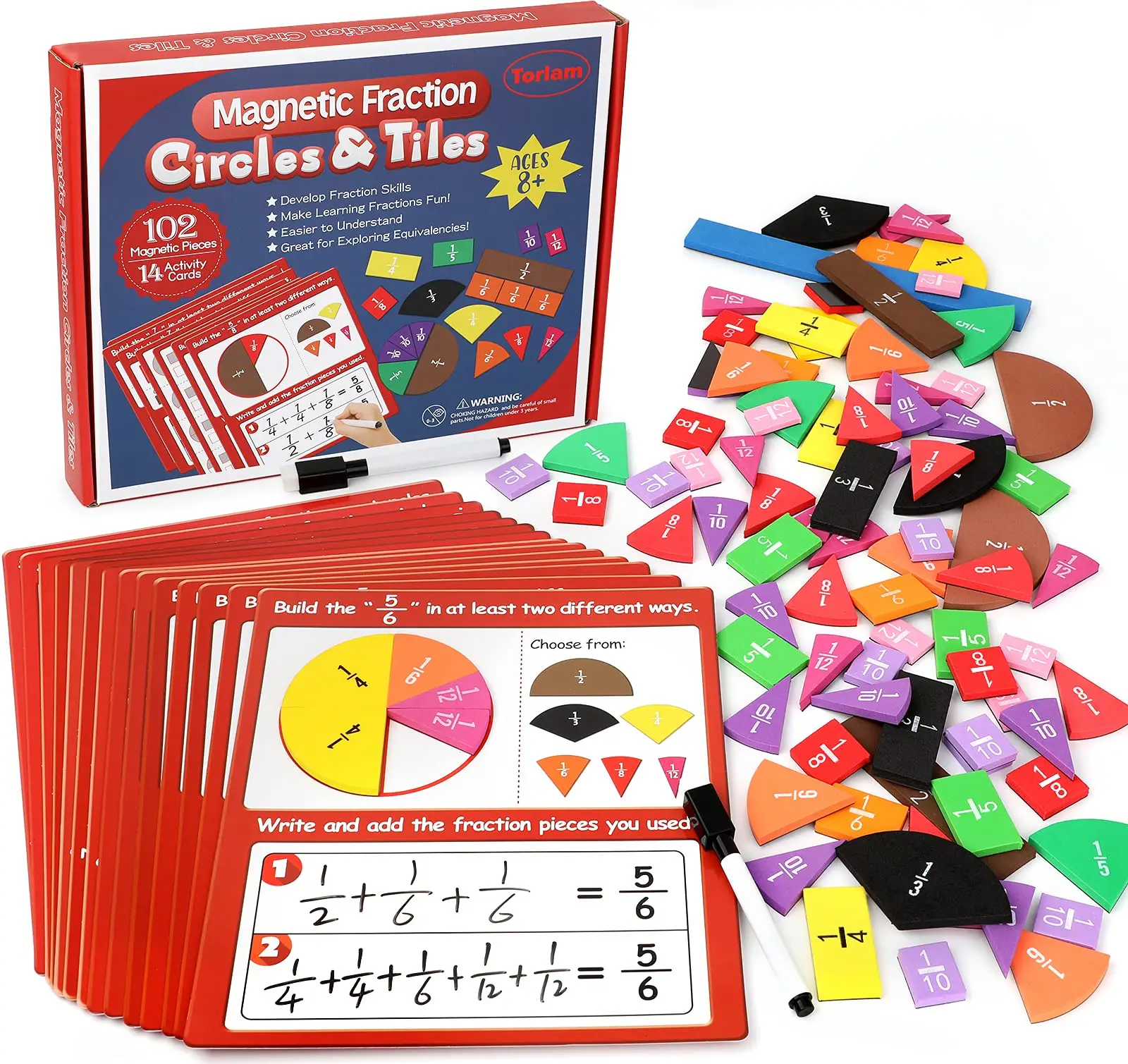 Magnetic Fraction Tiles & Fraction Circles Activity Set - Math Manipulatives for Elementary School - Fraction Magnets & Resources - Fraction Strips &
