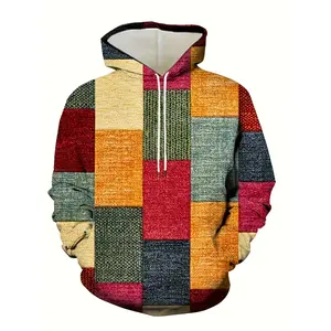 Men's Patchwork Sweatshirt Hoodie - Plaid - Spring & Autumn Sports/Outdoor Goods