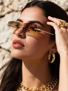 Women's Vintage Rectangle Frame Sunglasses, Trendy Casual Sunglasses for Everyday Use, Fashion Accessories for Outdoor Activities