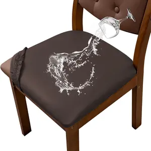 4/6-Piece Set of Waterproof PU Dining Chair Covers - Removable Upholstered Stool Cover Furniture Protectors for Kitchens, Hotels, Home Decor
