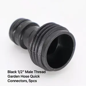 Black 1/2" Male Thread Hose Connector, Garden Hose Quick Connect Fitting, Water Gun & Hose Accessory, Quick Coupler for Garden Watering, Nozzle, Garden Hose & Pipe Fittings, Gardening Supplies, Leak-Proof Tool-Free Installation, Fits Faucets, Water Guns.