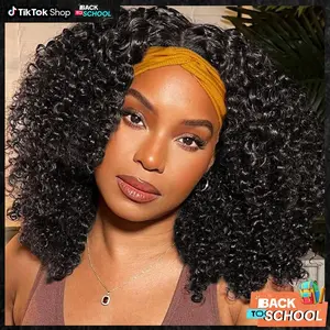 Alipearl Wig Afro Kinky  Curly Headband Wig Human Hair Ready To Go Glueless Wig with Headband Full Ends 180% Density
