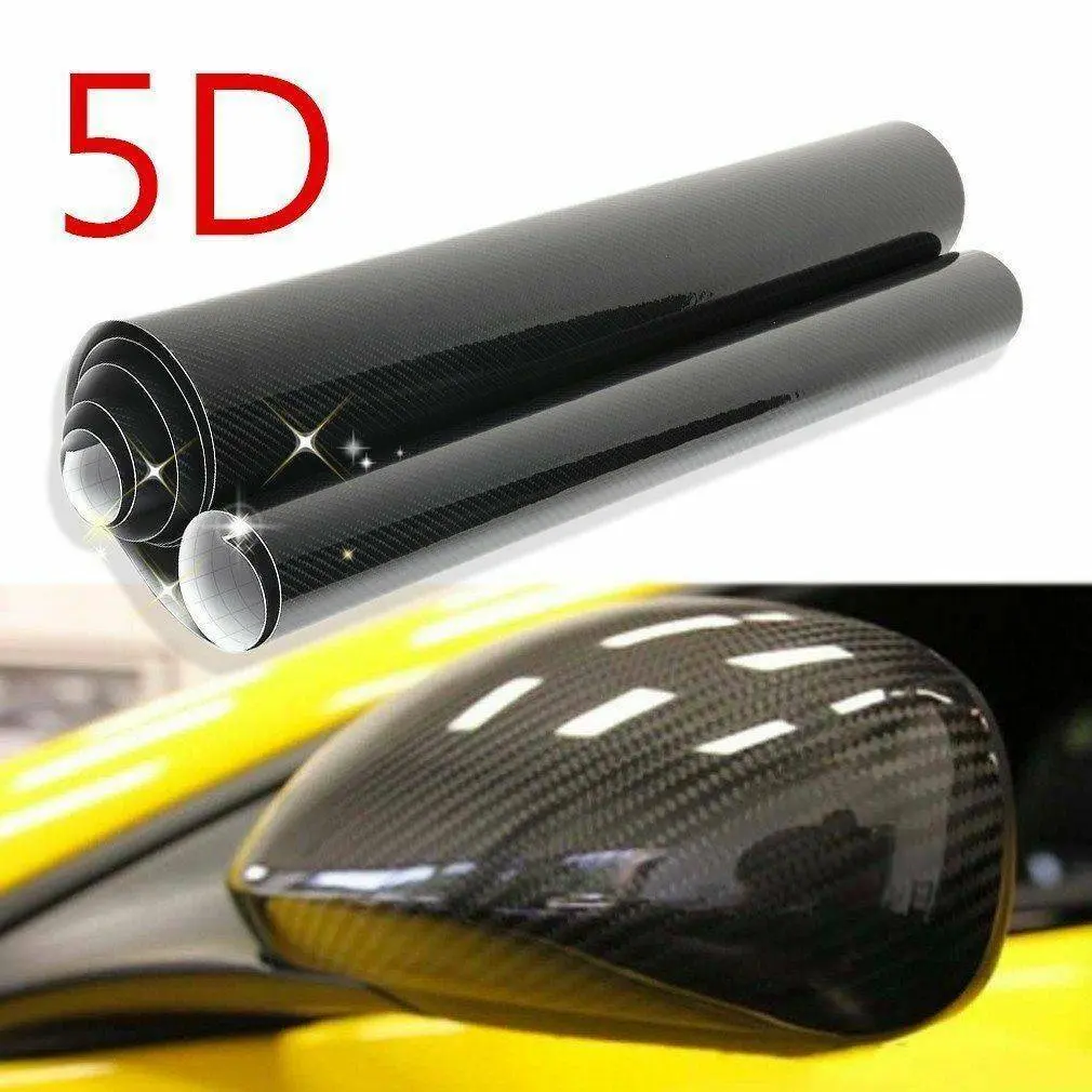 Premium Smooth Uniform Carbon Fiber Vinyl Roll for Vehicle Body Covering, 5ft 5D Set, Water-Resistant, Easy to Clean, Heat-Protective