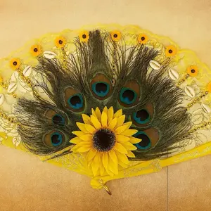 Osun Peacock Feather Fan – Divine Handcrafted Altar Tool for Ritual & Ceremony